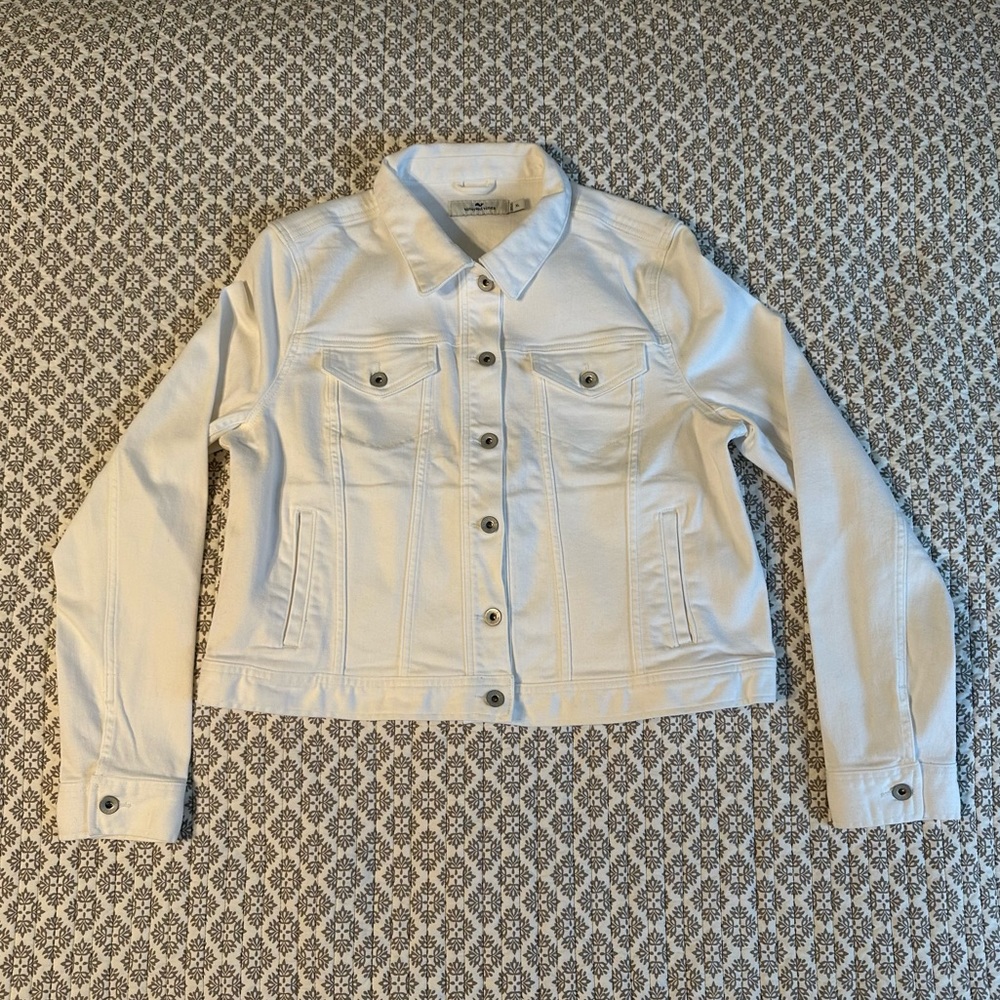 Vineyard Vines White Jean Jacket (White Cap) Women's XL